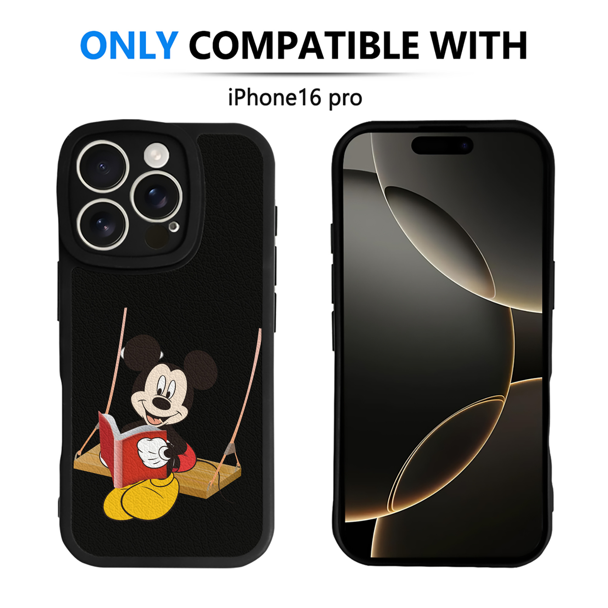 （画像用） ミッキーマウス Mickey Mouse 【iPhone 16シリーズ対応】シリコンスマホケース（レザー調） 材質：シリコン